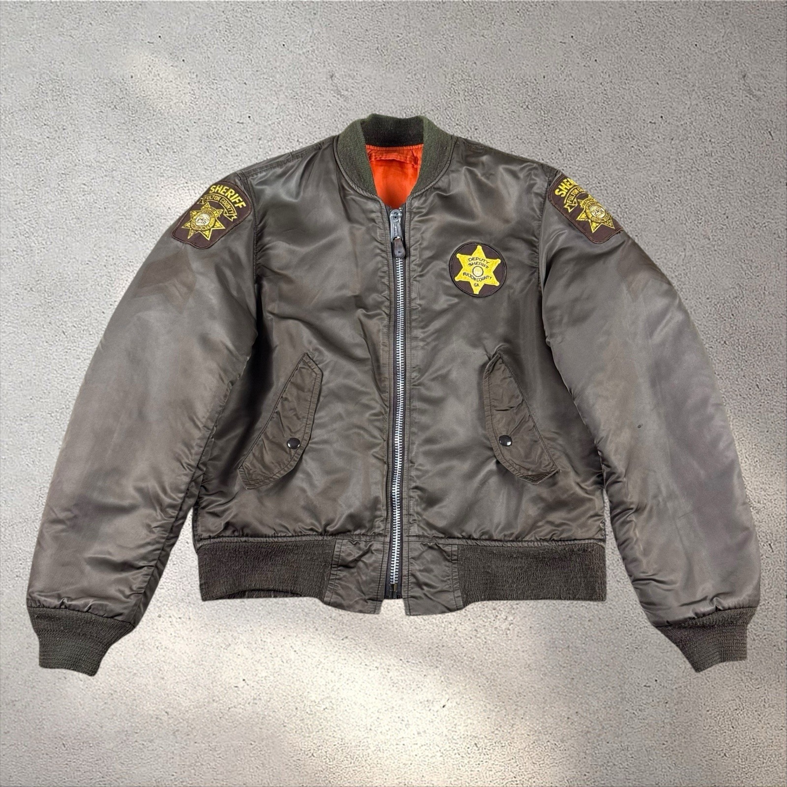 Vintage Fulton County Sheriff Ma-1 Flight Jacket Small Spiewak Atlanta Police